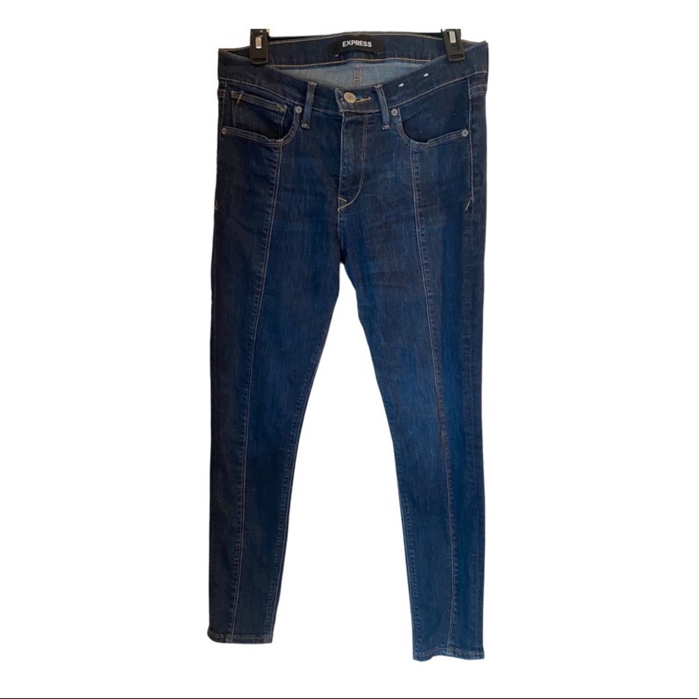Express Mid-Rise Ankle-Length Skinny Jean with Seam down the center of the legs